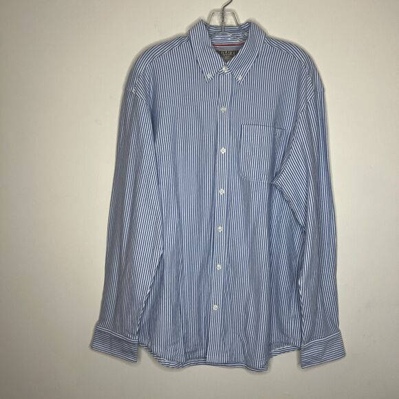 Duluth Trading Co Mens Button Down Shirt Medium Striped Long Sleeve Collar - Picture 1 of 11
